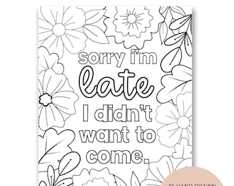 Sassy Florals Libro da colorare digitale/stampabile: pagine da colorare per i sarcastici nel cuore