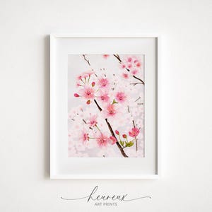 Pintura de acuarela de flor de Sakura, estampado de flor de cerezo, arte de pared rosa, estampado botánico, decoración floral del hogar, arte de primavera, ARTE DE PARED IMPRIMIBLE