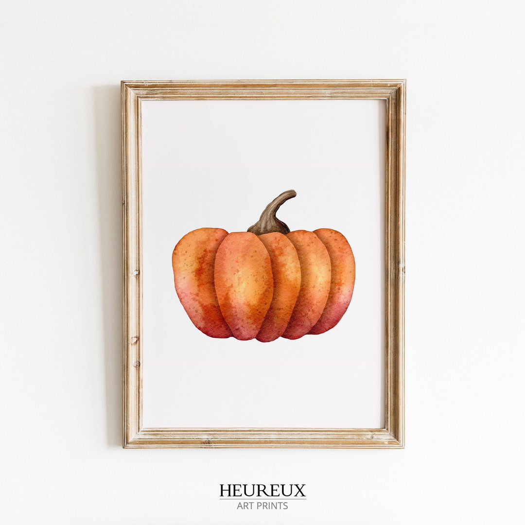 Orange Pumpkin Printable Wall Art Watercolor Pumpkin Prints - Etsy