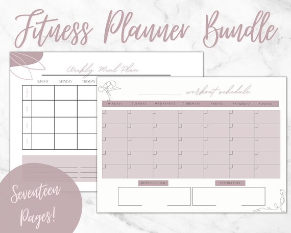 Fitness Planner, BUNDLE, Health Goal, Weight Loss Tracker, Workout Planner Fitness Journal, Wellness, Meal Planner, Habit Tracker, Self Care