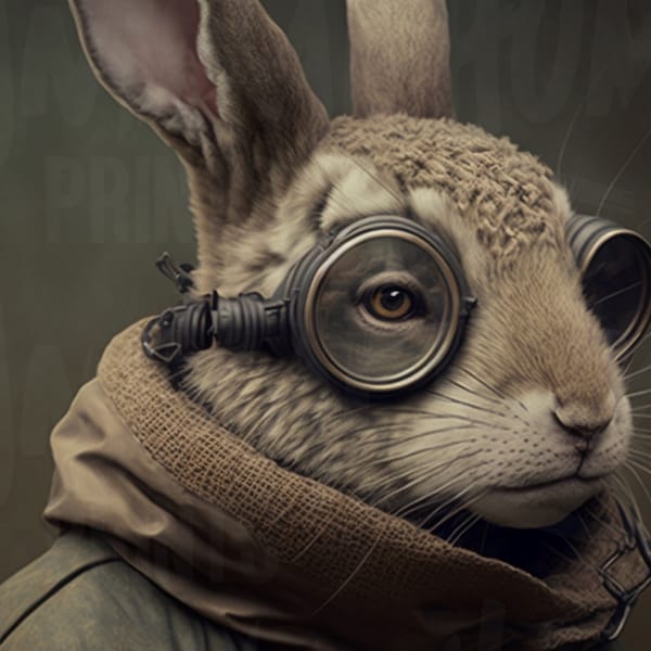 Rabbit Animal Wall Print Decor | Pets Dressed as Humans | HAPP-290 Poster