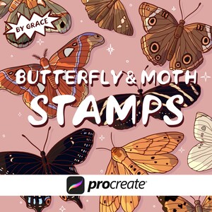 27 Moth Stamps, Procreate Butterfly Stamps, Procreate Brush Set, Procreate Stamp Pack, Insect Sketch Stamps