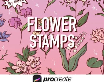 誕生花スタンプ24個、Procreateフラワースタンプ、Procreateブラシセット、Procreateスタンプパック、フローラルスケッチスタンプ
