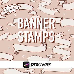 22 Banner Stamps, Procreate Ribbon Stamps, Procreate Brush Set, Procreate Stamp Pack, Digital Scrapbook Stamps