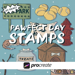 犬のスタンプ24個、Procreateペットスタンプ、Procreateブラシセット、Procreateスタンプパック、動物スタンプ