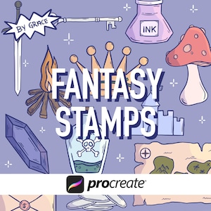 20 Fantasy Stamps, Procreate Medieval Stamps, Procreate Brush Set, Procreate Stamp Pack, Princess Sketch Stamps