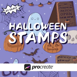 30 Halloween Stamps, Procreate Holiday Stamps, Procreate Brush Set, Procreate Stamp Pack, Pumpkin Sketch Stamps
