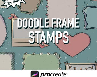 33 Doodle Frame Stamps, Procreate Doodle Stempel, Procreate Pinselset, Procreate Stempelpaket, digitale Scrapbooking-Stempel