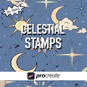20 Celestial Stamps, Procreate Star Stamps, Procreate Brush Set, Procreate Stamp Pack, Moon Sketch Stamps