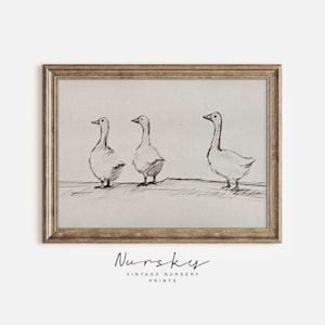 Woodland Baby Mallard Duck Animal Print - Vintage Geese Painting - Nursery Goose Decor - Farm Animal Art - Baby Room - Printable Wall Art 62