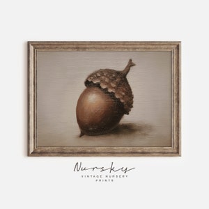Vintage Acorn Oil Painting | Fall Art Print | Woodland Nature Wall Decor | Countryside Original Oil Art | Printable Wall Art 71