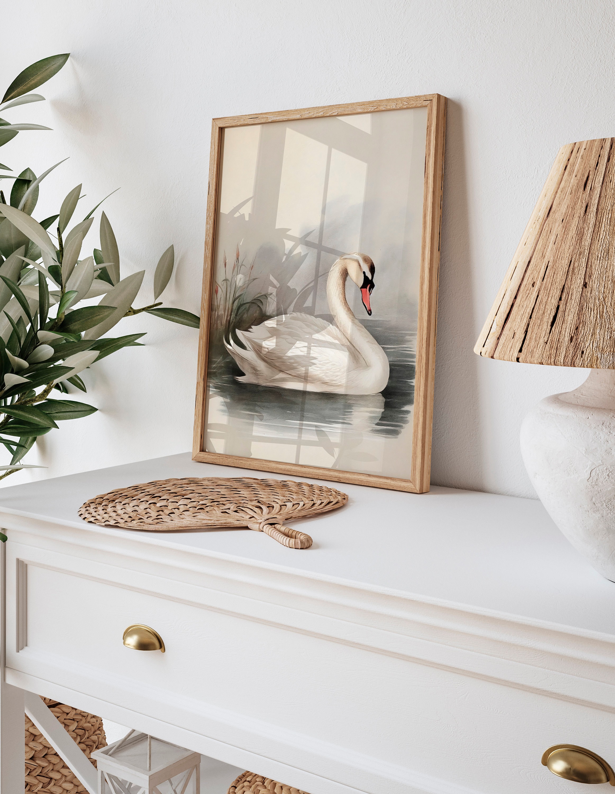 Vintage Nursery Wall Decor Antique Swan Watercolor Print - Etsy