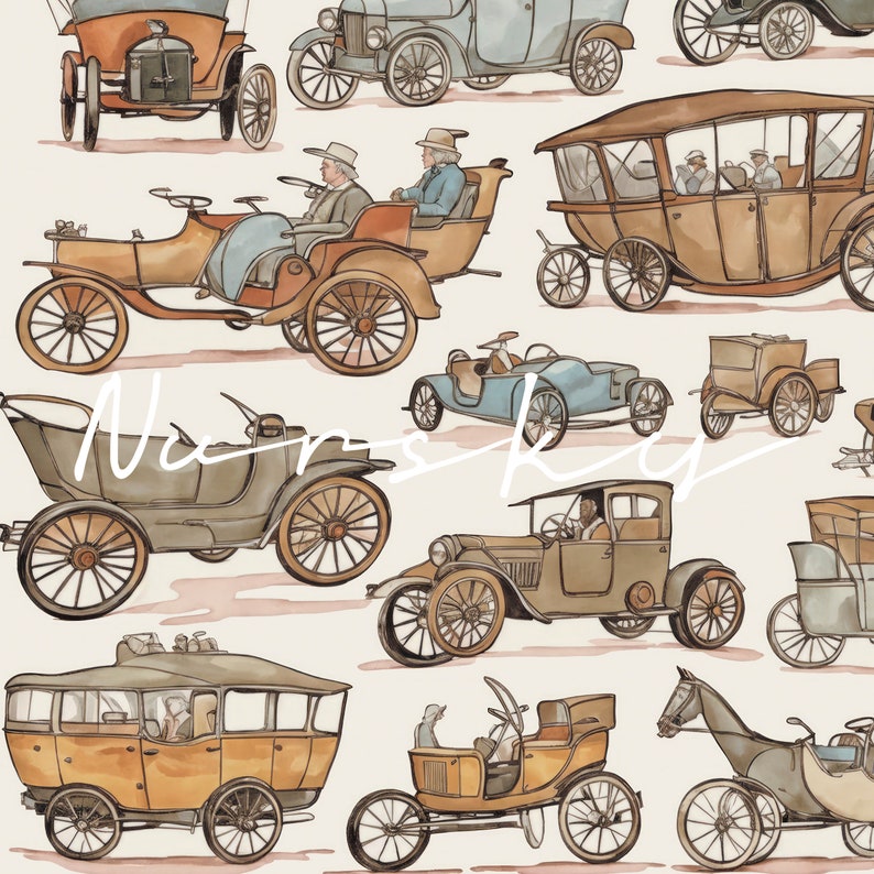 Classic Cars Art Prints Vintage Automobiles Poster Boy Room Nursery