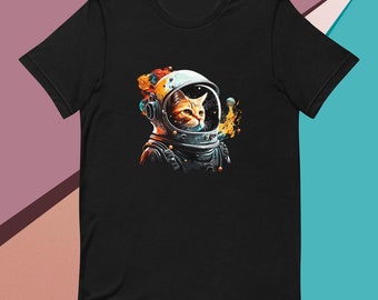 Premium Unisex T-shirt / Astro Cat/Astro Cat T-shirt/Astronaut cat/Astronaut T-shirt/Custom T-shirt/Graphic T-shirt/Animal T-shirt