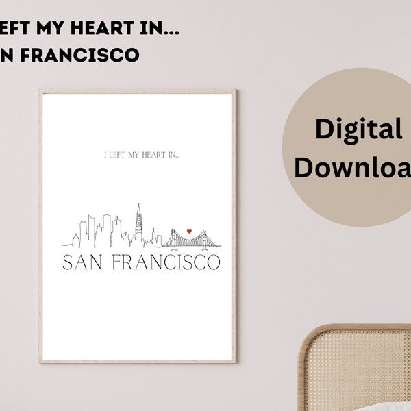 I Left My Heart in San Francisco Poster | Sleek and Modern Design| Simplistic Poster for Any Room and Comes in 4 Different Sizes