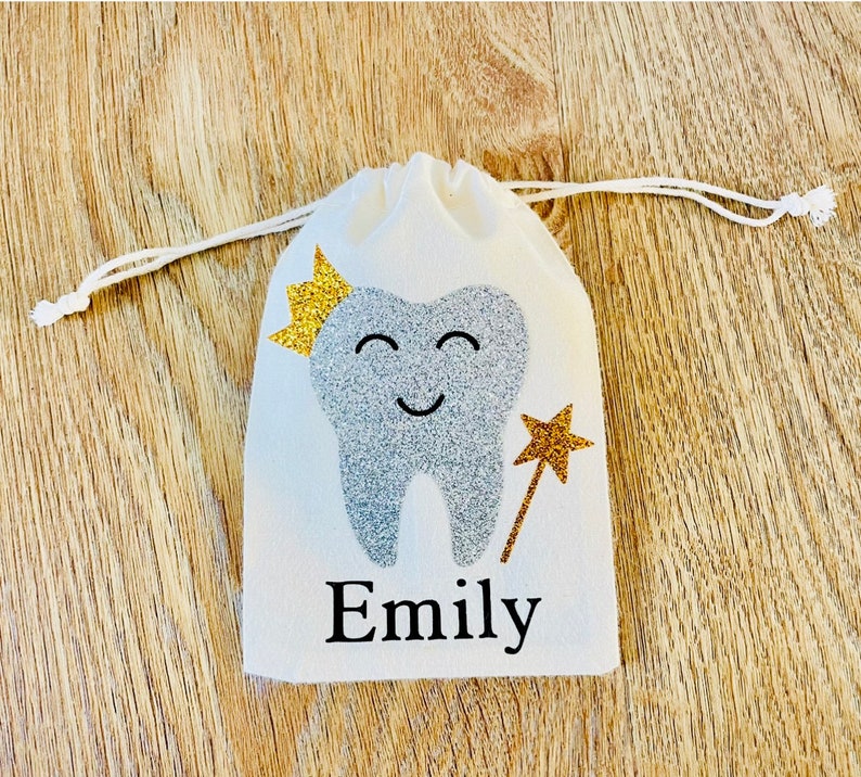 Personalised Tooth Fairy Bag, Tooth, Pouch, First tooth, Keepsake tooth fairy, Children's gift, 1st tooth, Fairy bag, Tooth fairy pouch image 9