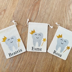 Personalised Tooth Fairy Bag, Tooth, Pouch, First tooth, Keepsake tooth fairy, Children's gift, 1st tooth, Fairy bag, Tooth fairy pouch image 3