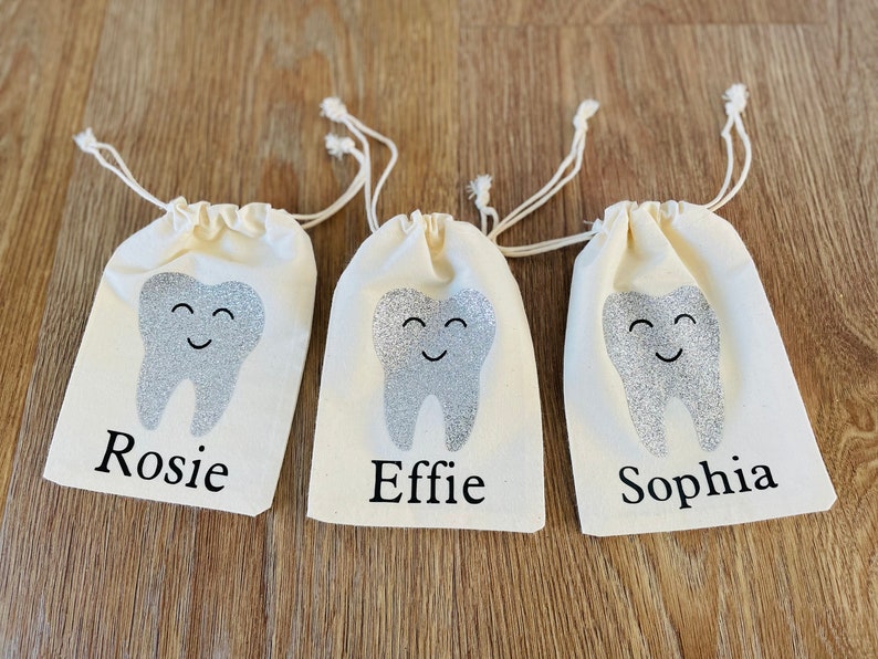 Personalised Tooth Fairy Bag, Tooth, Pouch, First tooth, Keepsake tooth fairy, Children's gift, 1st tooth, Fairy bag, Tooth fairy pouch No - Wand & Crown