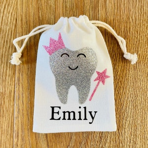 Personalised Tooth Fairy Bag, Tooth, Pouch, First tooth, Keepsake tooth fairy, Children's gift, 1st tooth, Fairy bag, Tooth fairy pouch image 8