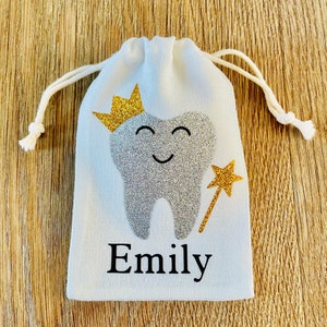 Personalised Tooth Fairy Bag, Tooth, Pouch, First tooth, Keepsake tooth fairy, Children's gift, 1st tooth, Fairy bag, Tooth fairy pouch image 2