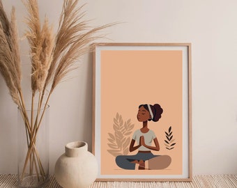 Namaste Yoga Meditation Woman Poster | motivational abstract boho digital printable wall art decoration for download - gift card for her