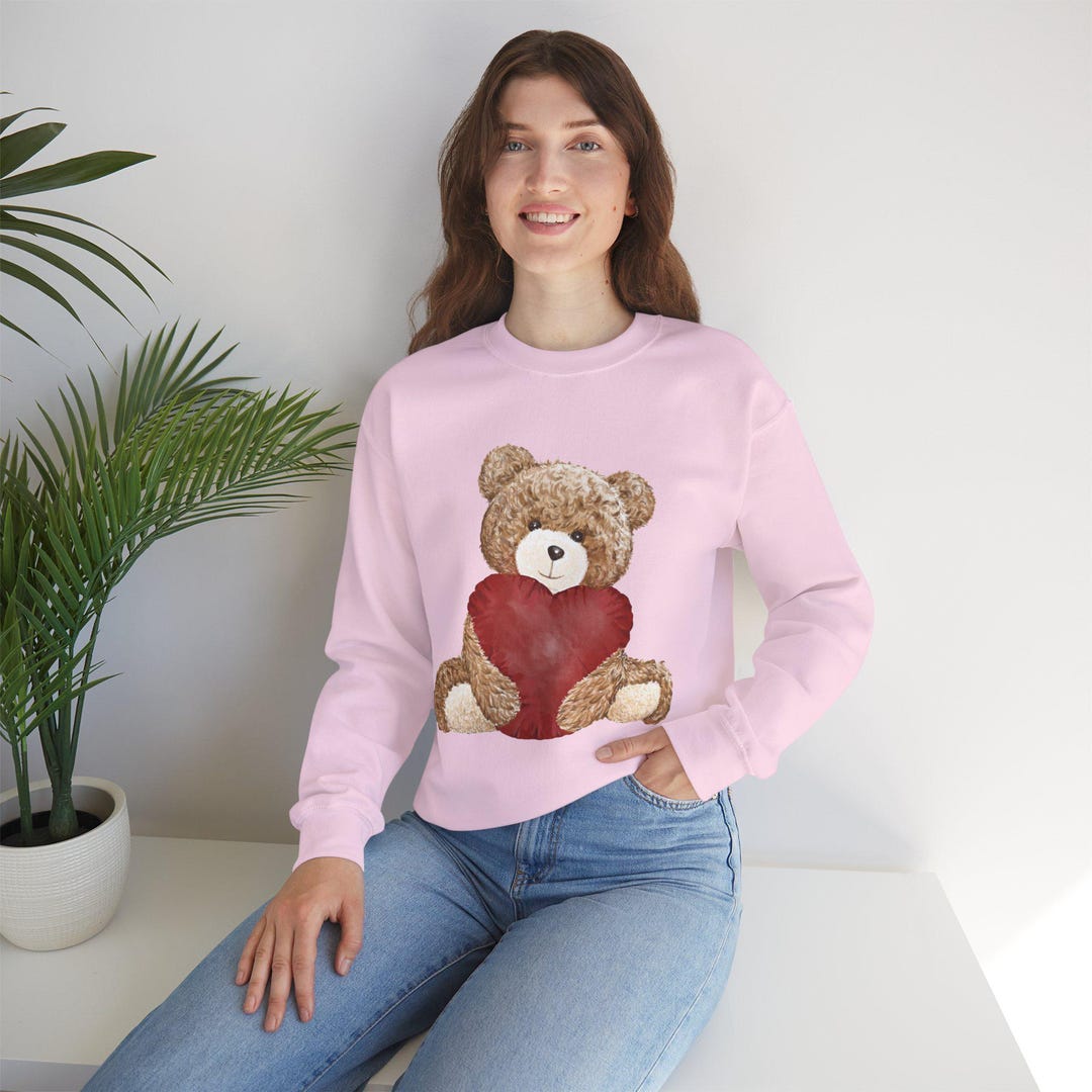 Vintage Inspired Teddy Bear Love Heart Crewneck Sweatshirt | Cute ...