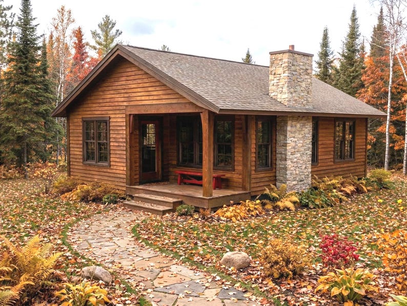 24x32 Small Cabin Plans with Porch: DIY Cottage House Blueprint (PDF Download) image 10