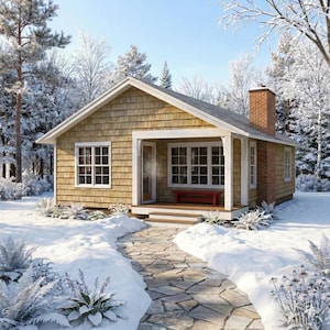 24x38 Cottage House Plan PDF: Small 2 Bedroom Cabin Blueprint (Instant Download) image 9
