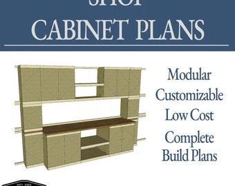 Shop Cabinet Plans PDF Download Armoires de rangement personnalisées pour le stockage de garage et l'organisation de magasin avec Shop Workbench - Téléchargement immédiat