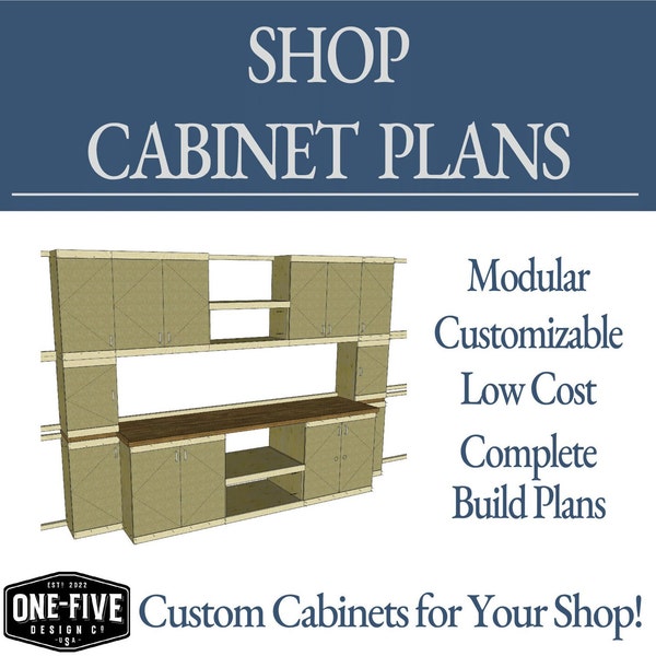 Shop Cabinet Plans PDF Download Custom Storage Cabinets for Garage Storage and Shop Organization with Shop Workbench - Instant Download