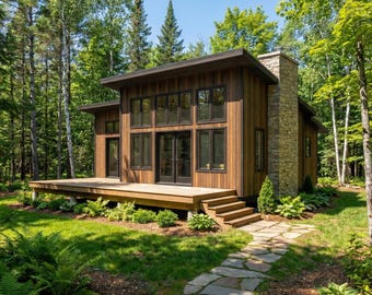 32x24 Cabin Plans with Clerestory Windows: DIY Cottage House Blueprint (PDF Download)