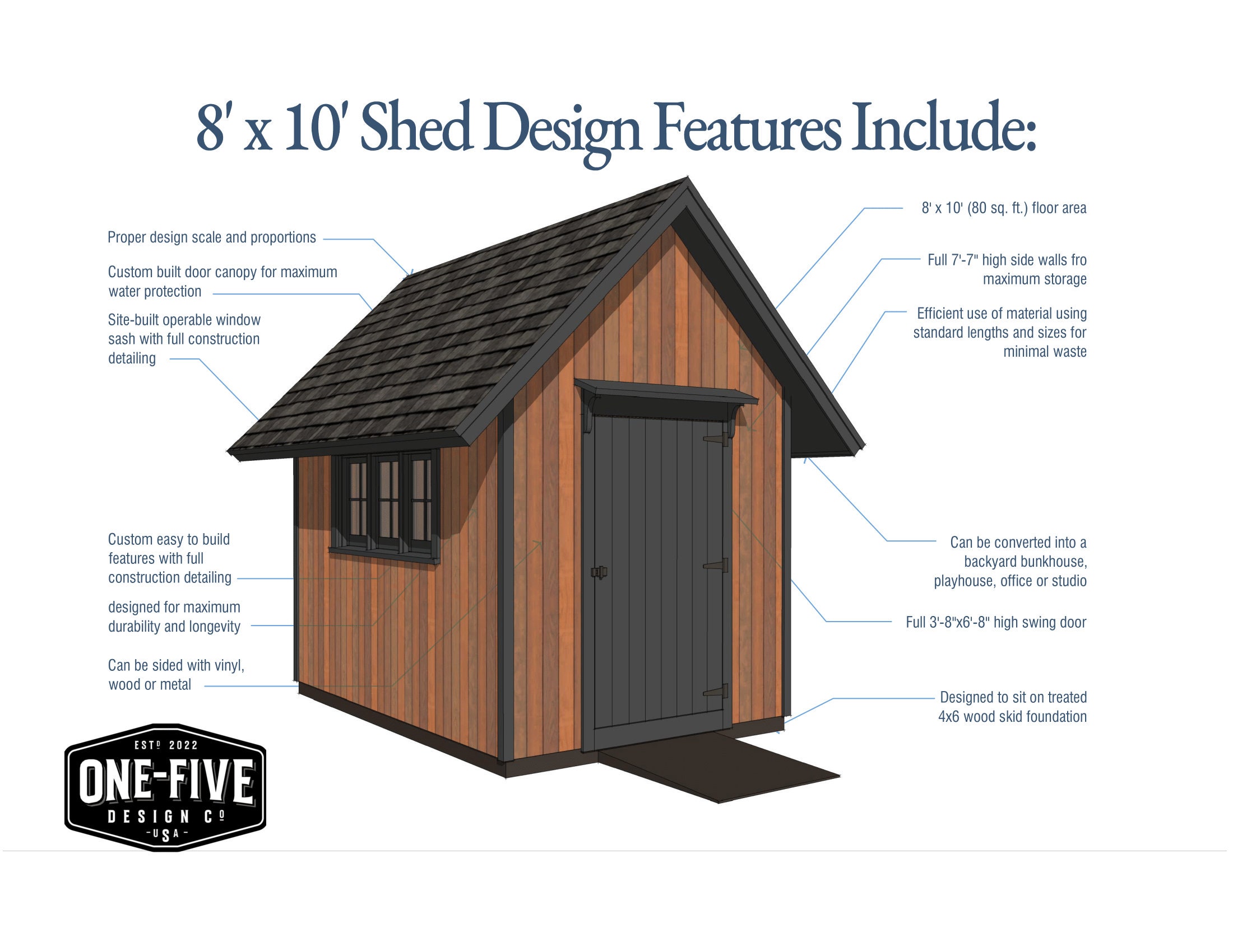 8'x10' Gable Garden Shed Plans: DIY Backyard Shed Blueprints (PDF) - Etsy