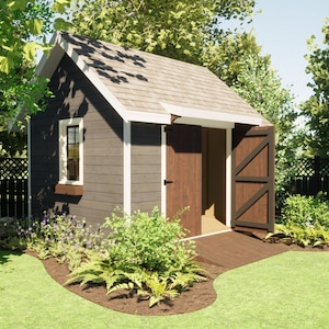 12 'x 10 'PDF DIY Backyard Shed Blueprints für ihren Schuppen oder Gartenschuppen mit Doppeltür