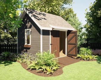 Shed Plans 12'x10' PDF plans DIY Backyard Shed Blueprints for she shed or garden shed with double door