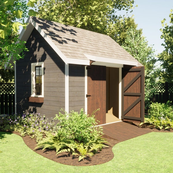 Shed Plans 12'x10' PDF plans DIY Backyard Shed Blueprints for she shed or garden shed with double door