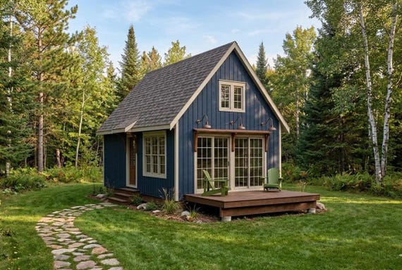 16x24 Small Cabin Plans with Loft: DIY Cottage House Blueprint (PDF Download)
