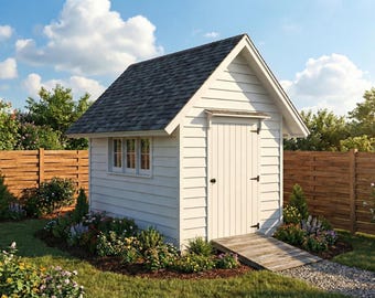 8'x10' Gable Garden Shed Plans: DIY Backyard Shed Blueprints (PDF)