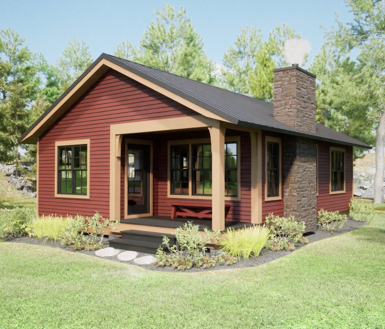 Cabin Plans 24'x38' PDF Plans for Small 2 Bedroom Cabin DIY Easy to Build Small Cottage With ...