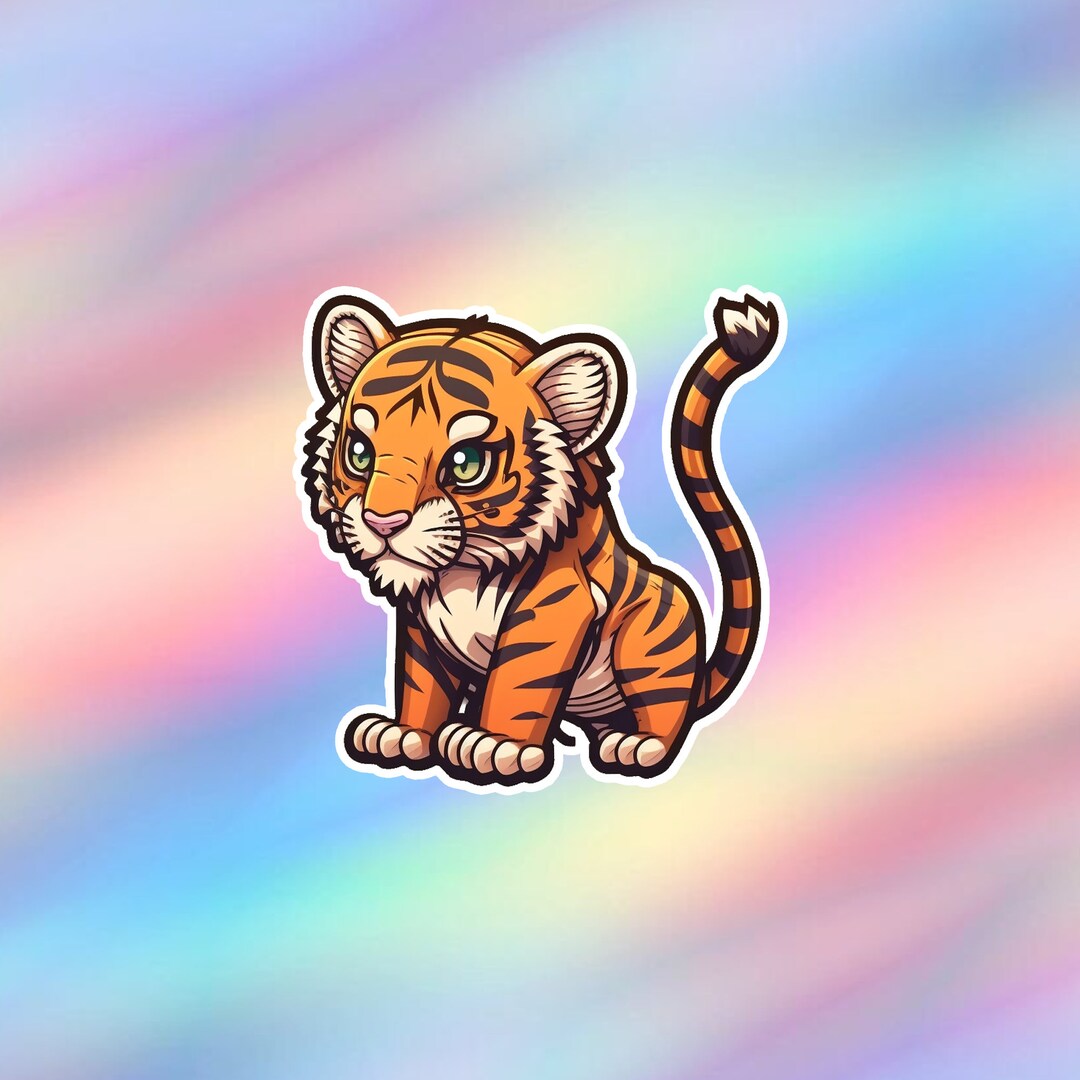 Tiger Stickers Cute Tiger Sticker Kawaii Animal Vinyl Laptop Sticker Water Bottle ...