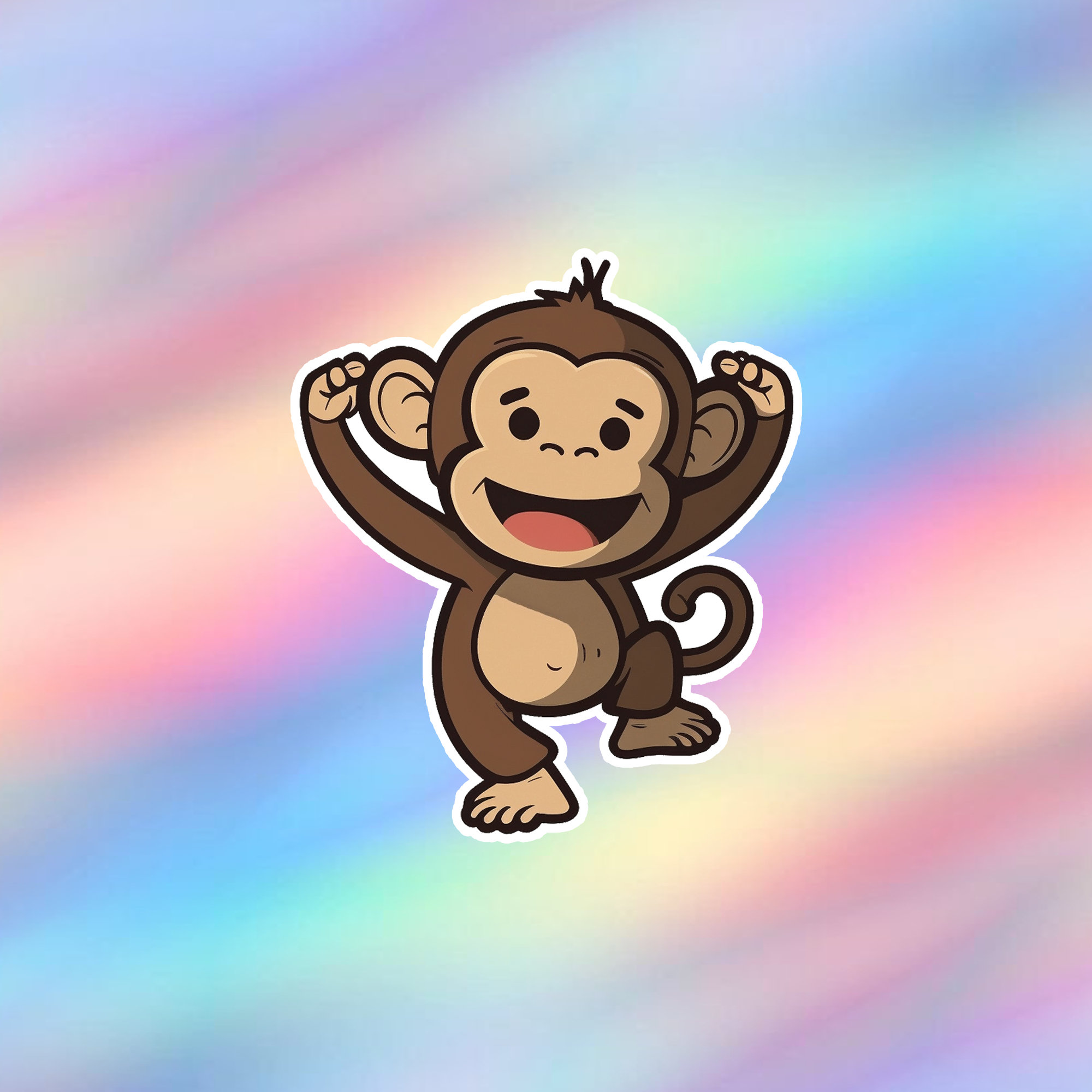Cute Monkey Sticker Kawaii Monkey Sticker Animal Vinyl Laptop Etsy