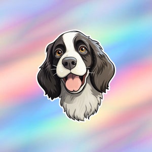 Cute Black And White English Springer Spaniel Sticker Kawaii Black And White English Springer Spaniel Sticker Dog Vinyl Laptop Sticker