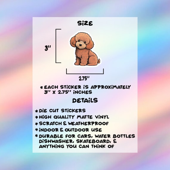 Cute Poodle Sticker Kawaii Poodle Sticker Vinyl Dog Laptop Sticker