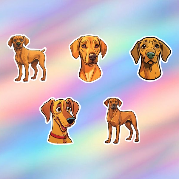 Cute Rhodesian Ridgeback Stickers Pack of 5 Kawaii Rhodesian Ridgeback Sticker Vinyl Laptop dog Water bottle sticker Tumbler Sticker Decal