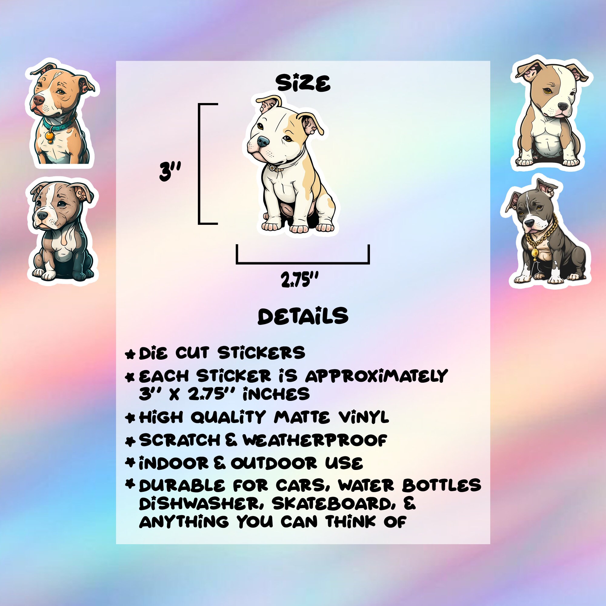 Aazon.co - Boston Terrier Dog Sticker 8 Pcs (Large Size) Vinyl Stickers Laptop Waterproof...