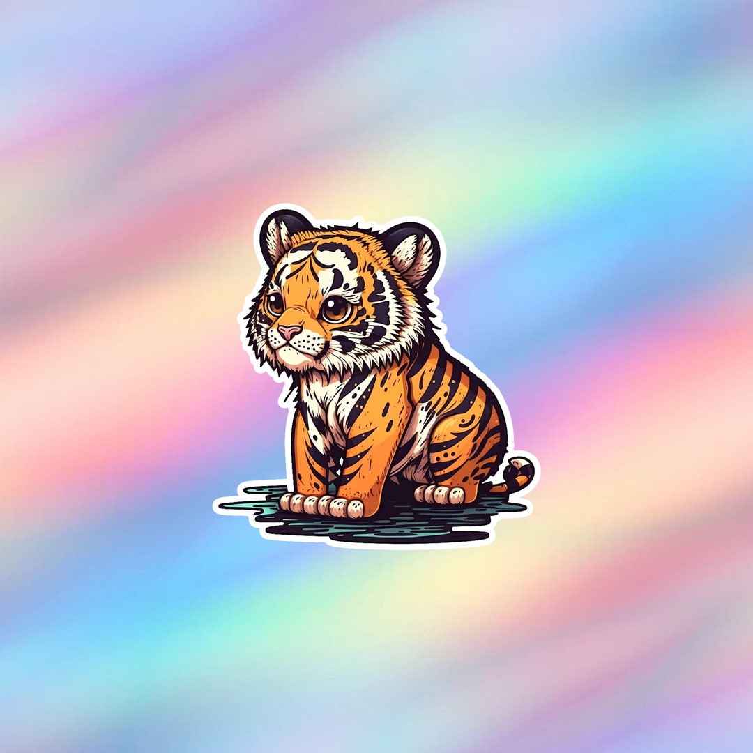 Tiger Stickers Cute Tiger Sticker With Water Kawaii Animal Vinyl Laptop Sticker Water ...