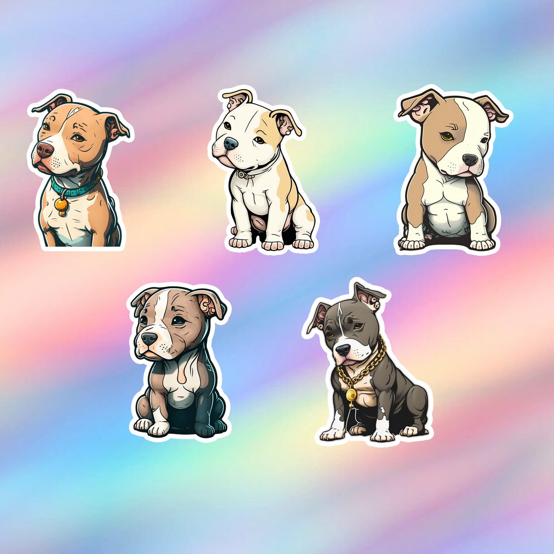 Cute kawaii PitBull Dog Printable Stickers for Kids