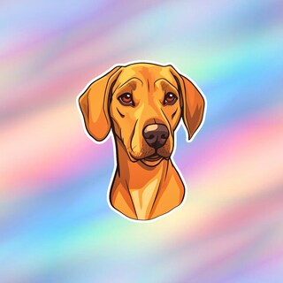 Adesivo Resistente Alle Intemperie – Rhodesian Ridgeback Rosa, 88x99mm, Sticker Impermeabile Per Auto E Oggetti