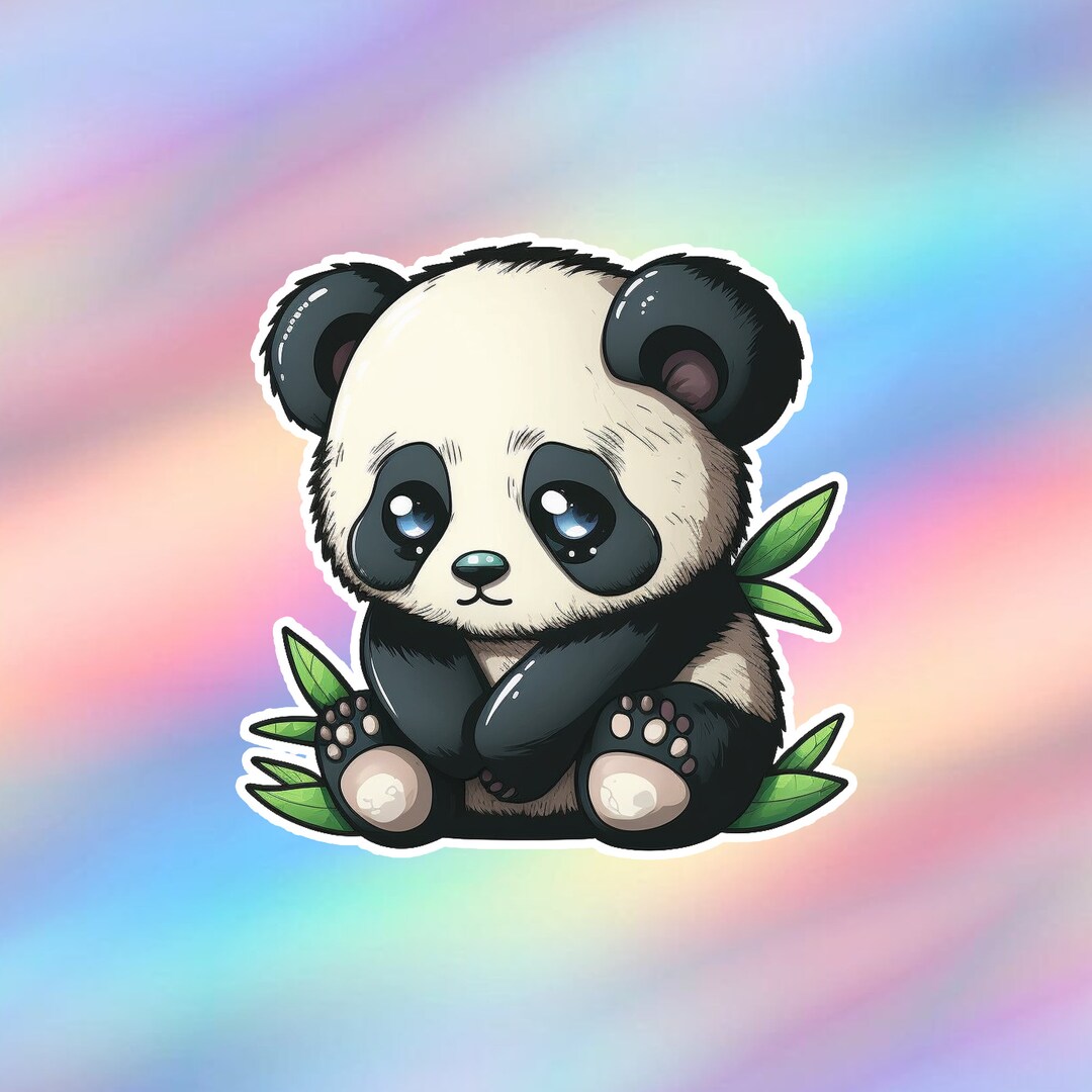 Buy Cute Panda With Leaves Sticker Kawaii Animal Vinyl Laptop Sticker ...