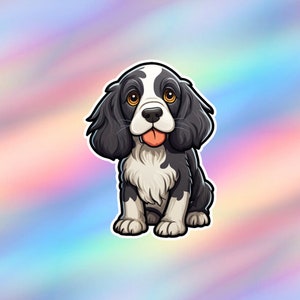 Cute Black And White English Springer Spaniel Sticker Kawaii Black And White English Springer Spaniel Sticker Dog Vinyl Laptop Sticker