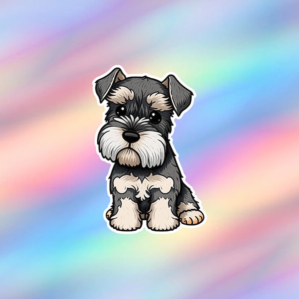 Cute Miniature Schnauzer Sticker Kawaii Miniature Schnauzer Sticker Vinyl Dog Laptop Sticker Animal Water bottle Sticker Tumbler Sticker